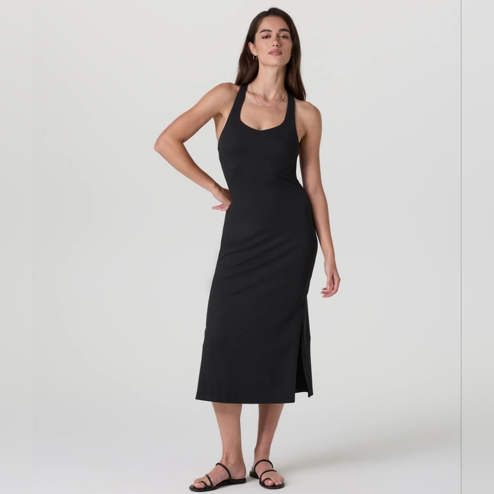 NWT Women's Vuori Halo Racerback Dress. In Solid Black. Various Sizes. - Picture 4 of 5